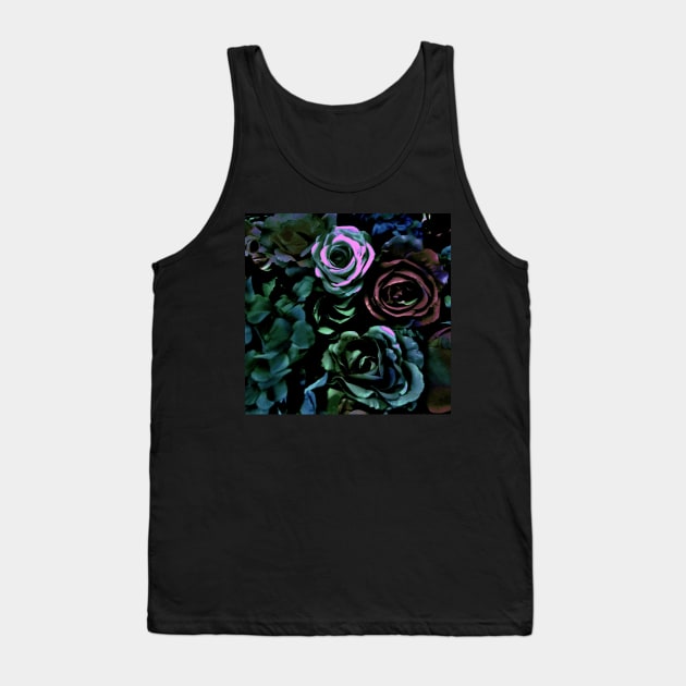 DARK ROSES HYDRANGEAS PINK GREEN PURPLE FLORAL ART DECO POSTER PRINT Tank Top by jacquline8689